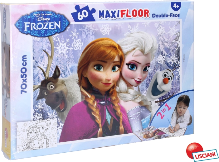 Dwustronne puzzle Frozen z Elsą i Anną 70 × 50 cm