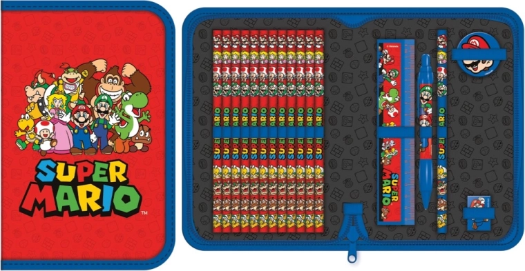 Napełniony piórnik Super Mario