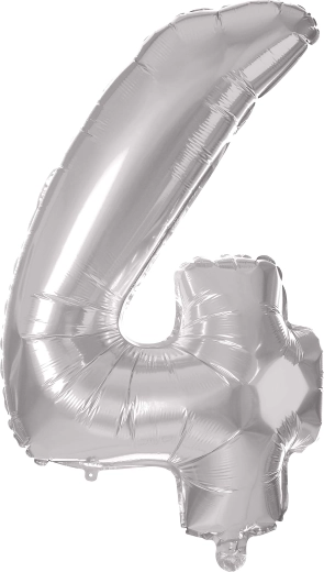Balon foliowy cyfra 4 30 cm srebrny TORO