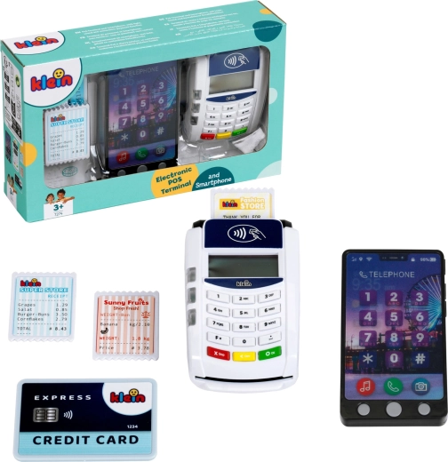 Zabawowy terminal płatniczy POS ze smartfonem i akcesoriami KLEIN
