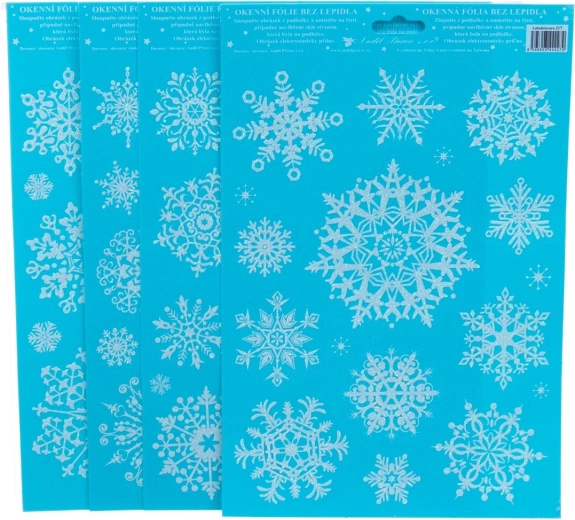 Dekoracyjna folia okienna – płatki śniegu z brokatem 20 × 30 cm (4 warianty)