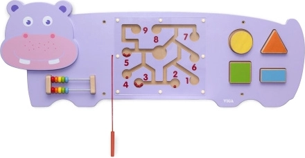 VIGA sensoryczna tablica manipulacyjna hipopotam FSC Montessori