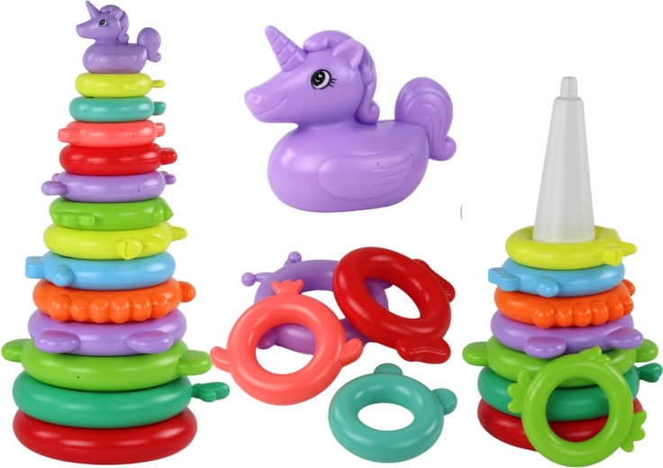 Kolorowa wieża do układania jednorożec – 13 krążków