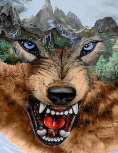 Norimpex malowanie diamentowe wilk i góry 80 × 40 cm
