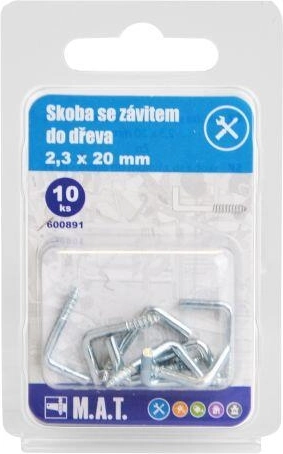 Hak z gwintem do drewna 20 × 2,3 mm, ocynkowany (10 szt.)