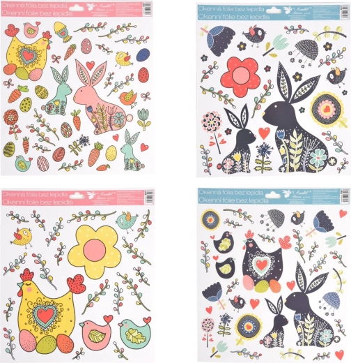 Wielkanocna dekoracyjna folia na okno 30 × 34 cm (mix 4 wzorów)
