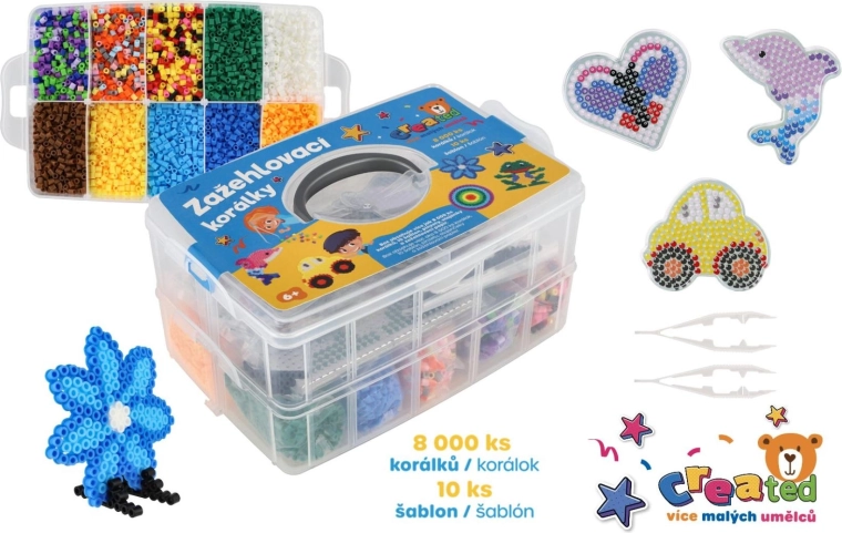 Created koraliki do prasowania z szablonami w plastikowym pudełku