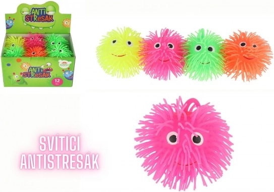 Antystresowa kudłata piłeczka ze światłem, 8 cm