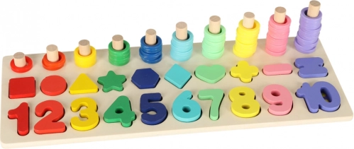 Drewniany edukacyjny sorter i liczydło 2w1 Montessori 13 × 36 cm