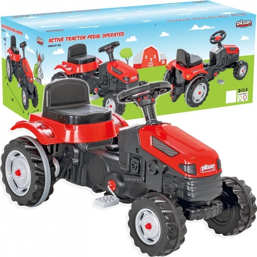 Pilsan traktor na pedały z kierownicą, czerwony