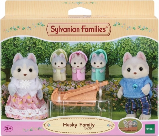 Rodzina husky SYLVANIAN FAMILIES – zestaw figurek z saniami