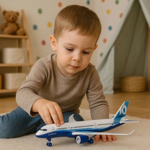 Światła LED i dźwięki samolotu