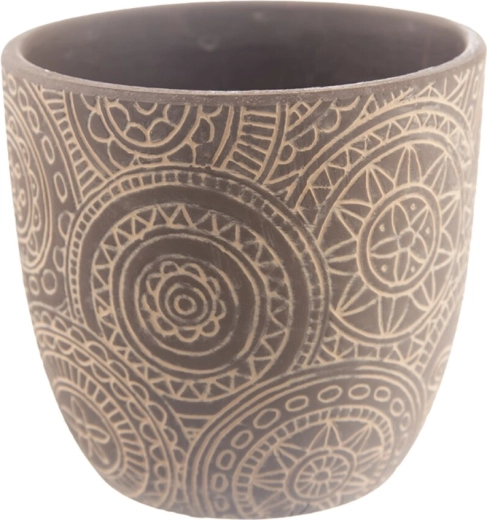Beżowa ceramiczna doniczka mandala 12 × 12 × 11 cm