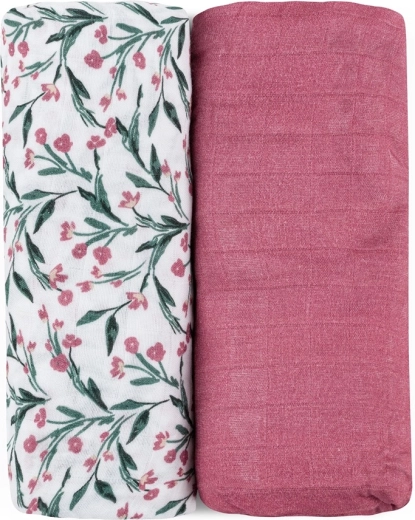 Petite&Mars bambusowe otulacze muślinowe Misty pink meadow 2 szt. 120 × 120 cm