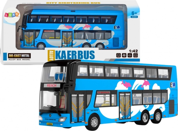 Niebieski piętrowy autobus wycieczkowy 1:42