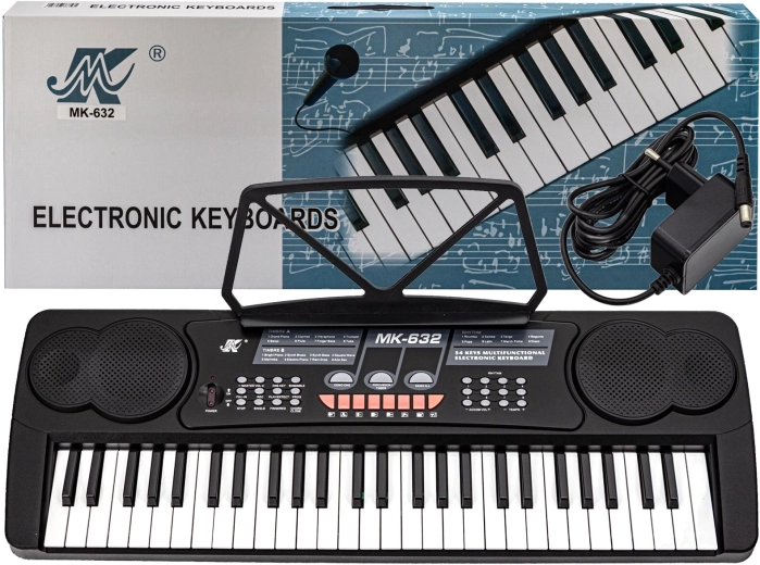 Dziecięce elektroniczne keyboardy MK-632 54 klawisze z mikrofonem i zasilaczem