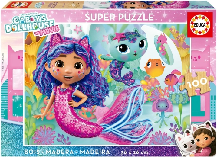 Drewniane puzzle Koci Domek Gabi, 100 elementów