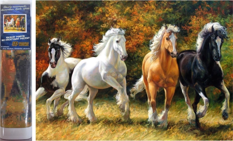 Norimpex malowanie diamentowe Galopujące konie 30 × 40 cm