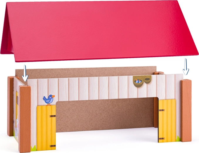 Trzy budynki ze zdejmowanymi dachami