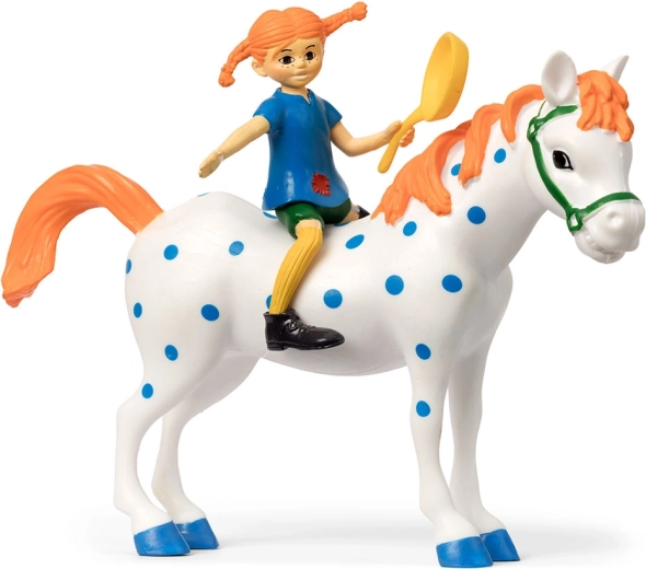 Figurka Pippi Pończoszanki z koniem Alfonso i patelnią