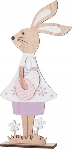 Drewniana figurka zająca z jajeczkami 24,5 cm
