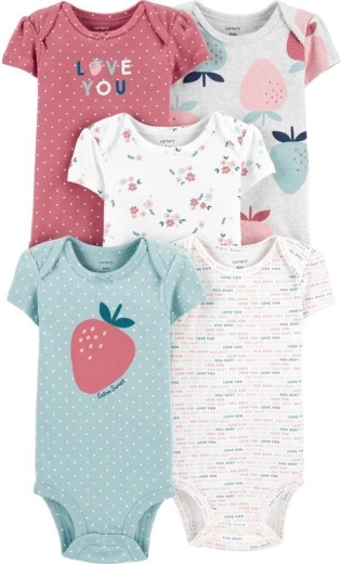 Dziewczęce body Carter's z krótkim rękawem Strawberry, 5 szt., roz. 46