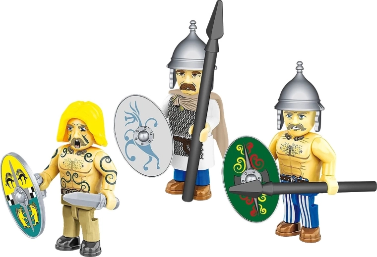 Trzech szczegółowo nadrukowanych celtyckich wojowników