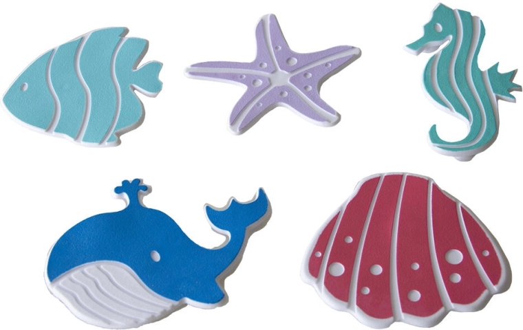 Antypoślizgowe maty do wanny dla dzieci – mix kształtów, zestaw 5 szt.