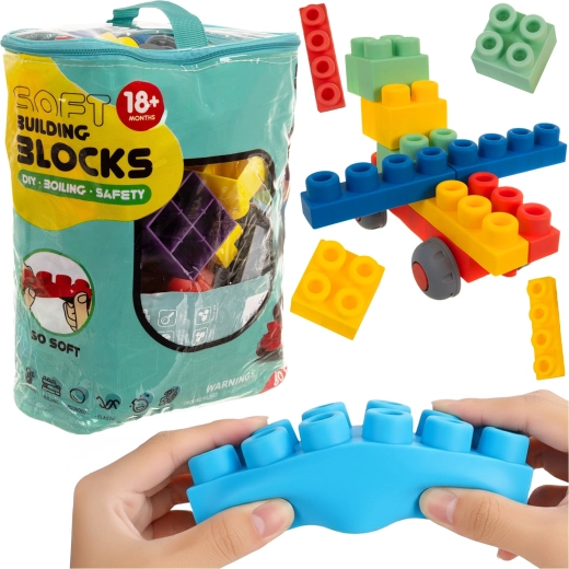Iso Trade sensoryczne miękkie gumowe klocki w etui (80 elementów)