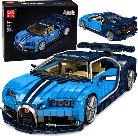 Konstrukcyjny zestaw klocków sportowego auta Bugatti – niebieski (1212 elementów)