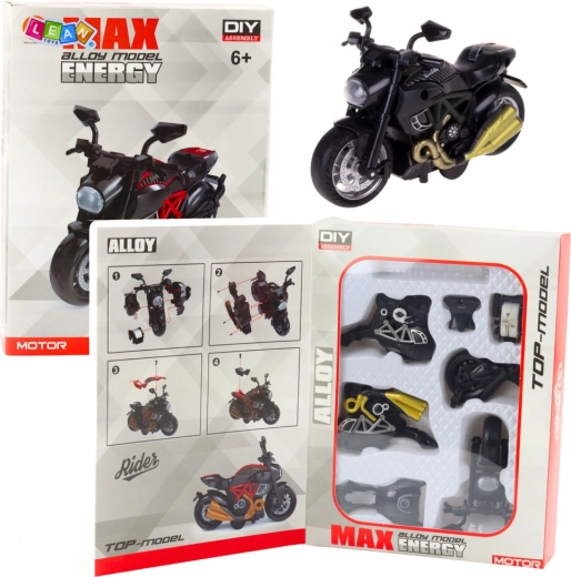 Metalowy model motocykla do samodzielnego złożenia 1:14, czarny ze złotymi elementami