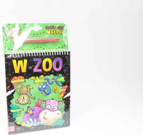 Książeczka zdrapywanka ze stylusem: szukaj małpki w zoo