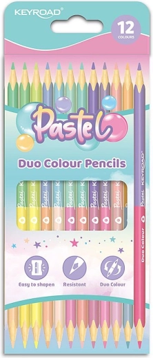 Kredki Keyroad Duo Pastel trójkątne 12 szt.