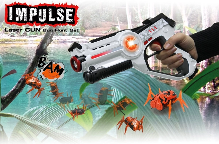 Impulse laserowy pistolet Bug Hunt Set biały/pomarańczowy