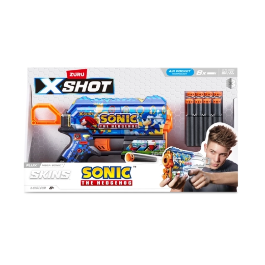 X-Shot Skins Flux Sonic the Hedgehog blaster, różne rodzaje