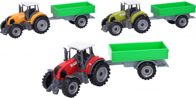 Metalowy traktor z przyczepą