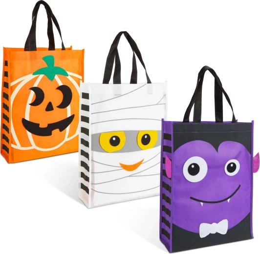 Halloweenowa torba prezentowa z filcową dekoracją 40 × 30 cm - 1 sztuka