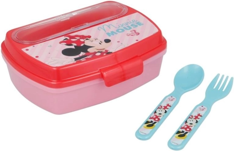 Pudełko na drugie śniadanie ze sztućcami Minnie