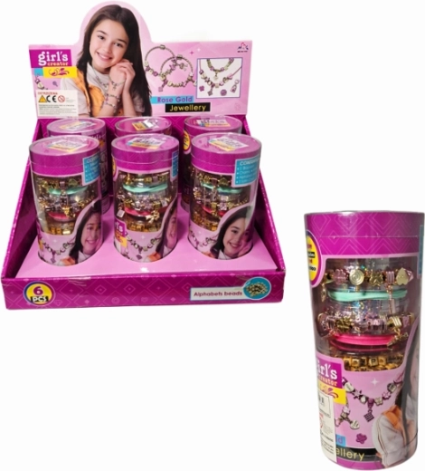 Zestaw do tworzenia biżuterii DIY w tubie (bransoletki z zawieszkami, koraliki) - 1 sztuka