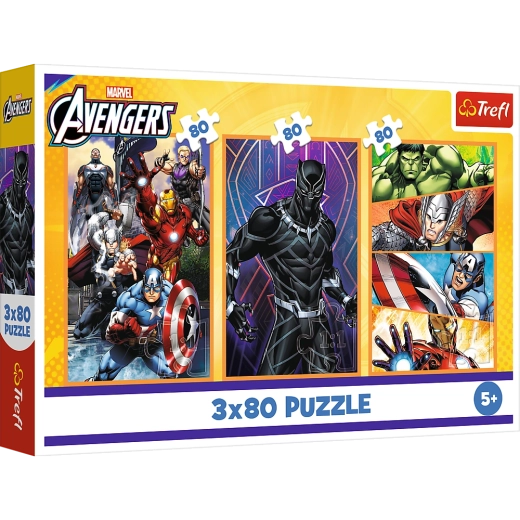 Puzzle 3x80 Akcyjne Dni - Disney Marvel Avengers