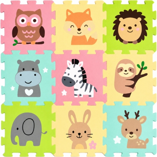 Petite&Mars piankowe puzzle podłogowe Nexli Safari Friends 9 szt.