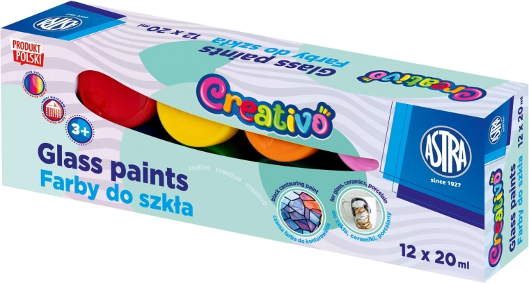 ASTRA CREATIVO farby do szkła 12×20 ml