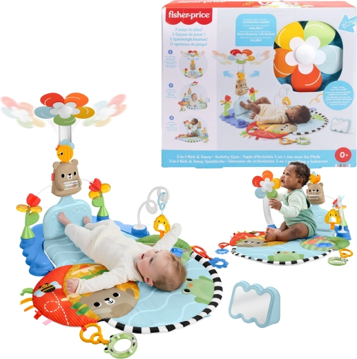 Fisher-Price edukacyjna mata sensoryczna do zabawy 3w1 Kopnij i wpraw w ruch