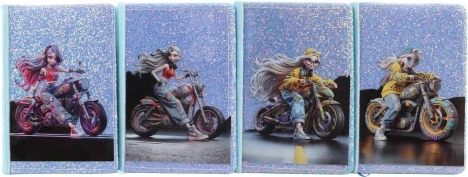 Notes dziewczyna na motocyklu