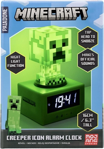 Budzik Minecraft Creeper z nocnym światłem 16 cm