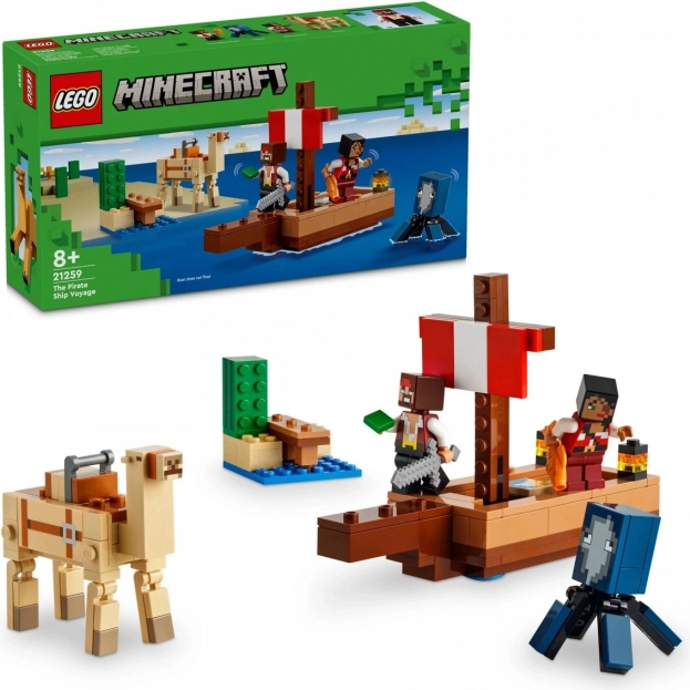 LEGO Minecraft piracka wyprawa – piracki statek ze zwierzętami i piratami (8+)