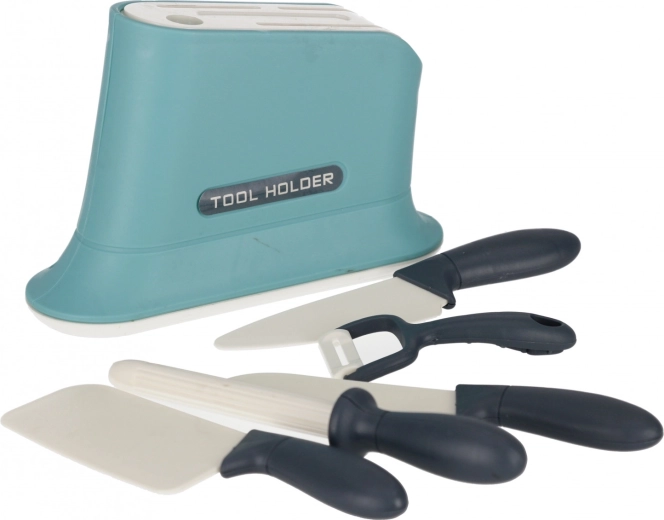 Kuchenny zestaw noży ze stojakiem i obieraczką