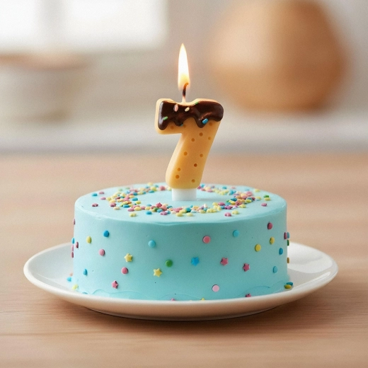 Świeczka na tort w kształcie cyfry 7