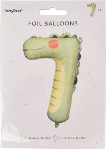 Foliowy balon w kształcie cyfry 7 z krokodylem KIDS