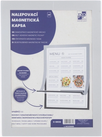 Samoprzylepna magnetyczna kieszeń A5 ze srebrną ramką